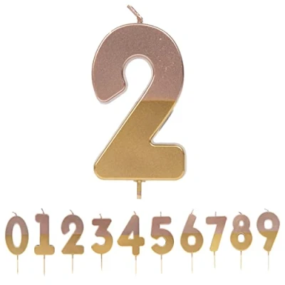 Image of Talking Tables Rose Gold Number 2 Candle Premium Quality Pink Birthday Cake Topper Decoration for Kids, Adults, 21st Party, Anniversary, Milestone, ROSEGOLD2, Bday GD RO 2,8 cm