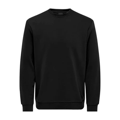 Image of ONLY &amp; SONS Men&#039;s Onsconnor Reg Crew Neck Sweat Noos Sweatshirt, Black, L