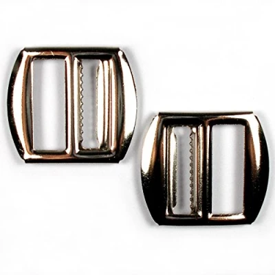 Image of Metal Waistcoat Vest Buckle Slider Fastener Silver Colour 3cm x 2.7cm Pack of 2