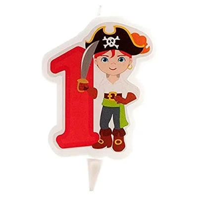 Image of Dekora 2D Pirate Birthday Candles for Children Cake Number 1