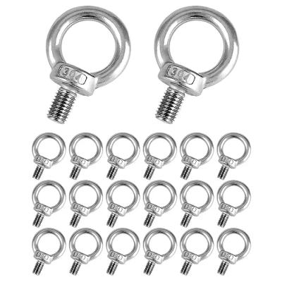 Image of QWORK 20PCS M12 Eye Bolts 300KG 304 Stainless Steel Male Thread Lifting Ring for Living and Various Engineering Equipment