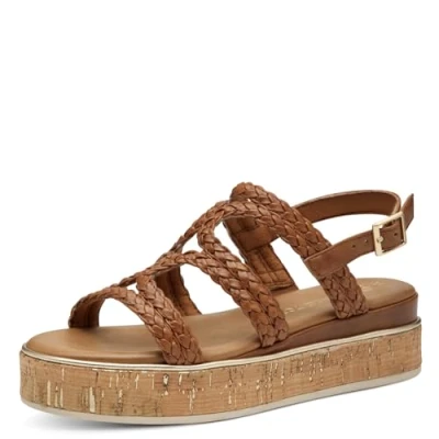 Image of Marco Tozzi 22870044 Platform sandals, Women&#039;s, Size: 8, Cognac High quality imitation leather