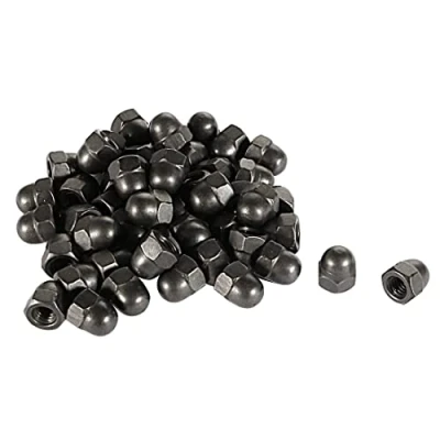 Image of uxcell Acorn Hex Cap Nuts 50Pcs M4 Dome Carbide Steel Hexagon Decorative Nut for Screws Bolts Black