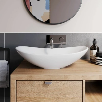 Image of Affine Countertop Basin Gloss White 620 x 360mm