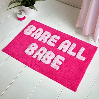 Image of Sassy B Bare It All Babe Cotton Bath Mat Hot Pink