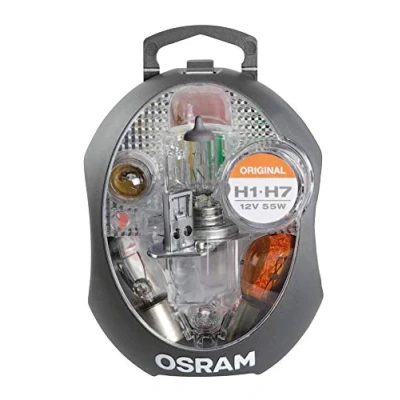 Image of OSRAM ORIGINAL spare lamp box H1/H7, halogen headlamps and signal lamps, 12V passenger car, CLK complete set (1 unit)