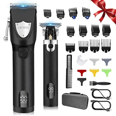 Image of Roziapro Hair Clippers Cordless Beard Trimmer for Men Professional Grooming Kit Electric Barber T Blade Rechargeable Cutting (Black)