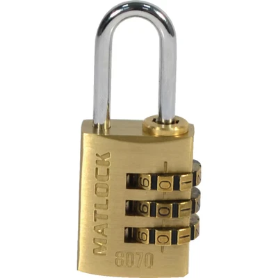 Image of Matlock 3 Dial Brass Combination Padlocks 20mm, Pack of 4