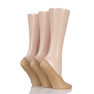 Image of 3 Pair Nude Soft Sheen Shoe Liner Socks Ladies 4 8 SOCKSHOP