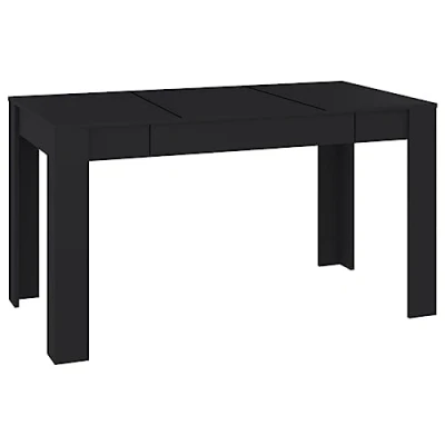 Image of vidaXL Dining Table in Black Large, Modern Design, Made from Engineered Wood, Ideal for Room and Kitchen, Easy to Clean.