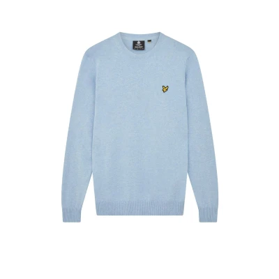 Image of Lyle &amp; Scott Mens Cotton Merino Crew Neck Jumper in Blue Wool (archived) Size Medium