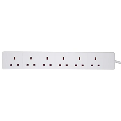 Image of Pro Elec PELB1526 6 Gang Extension Lead, White 2m