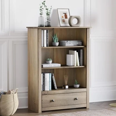Image of Vida Designs Panama 1 Drawer Bookcase, Living room furniture, Natural Oak