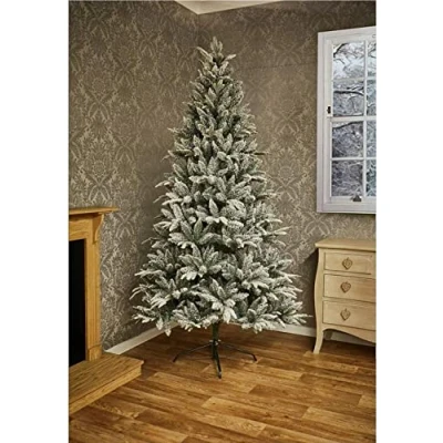 Image of Premier Decorations 8ft Flocked Lapland Spruce Christmas Tree Green