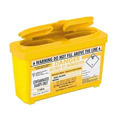 Image of Sharpsguard Bin, 1 Litre, Yellow, Pack of 2