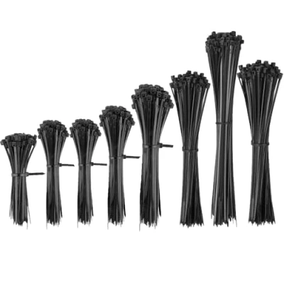 Image of Assorted Cable Ties 800 Pack, 100/150/200/300 mm Black Heavy Duty Nylon Self Locking Zip Tie Wraps