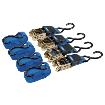 Image of Draper Ratcheting Tie Down Straps, 4.5m x 25mm, 225kg (4 Piece)