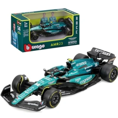 Image of 2023 Bburago 1:43 AMR23#14 Alonso F1 Alloy Car Model Formula Racing for Die Cast Aston Martin, Vehicles Collectible Toys