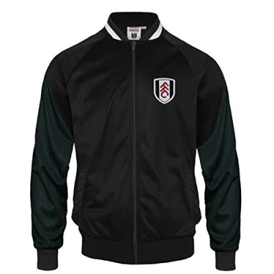 Image of Fulham FC Official Football Gift Mens Retro Track Top Jacket Medium Black