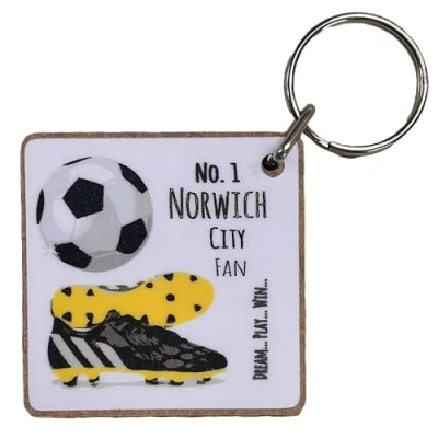 Image of WHITE COTTON CARDS Norwich City The Canaries FC Football Club Fan KEYRING (K FN102)