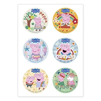 Image of Dekora 6 Mini Peppa Pig Edible Discs for Cupcakes, Muffins or Cookies, cake toppers 5.8 cm