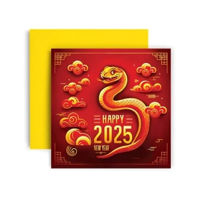 Image of Huxters Chinese New Year Lunar Of The Snake Happy Greetings Card 2025 14.8cm (Snake 2)