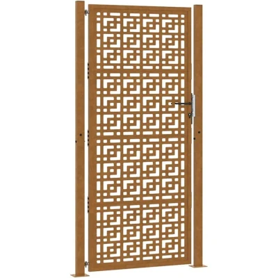 Image of vidaXL Garden Gate 105x205 cm Weathering Steel Cross Design