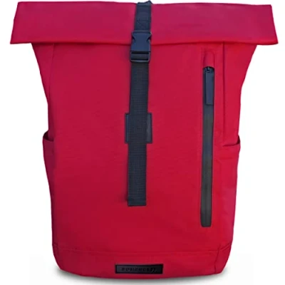Image of Bomence Rolltop Backpack for Men and Women ULTRA LIGHTWEIGHT, Eco recycled PET bottles material, Daypack, Roll Top Messenger Bag, Fold down Rucksack (RED)