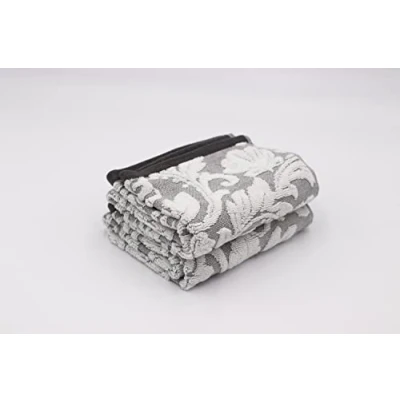 Image of Lex&#039;s Linens Pack of 2 Jacquard Floral Guest Towels (Grey)