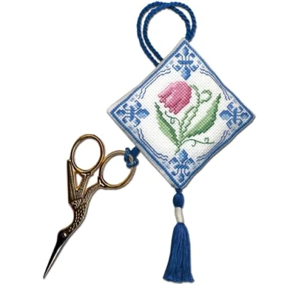 Image of Delft Tulips Scissor Keep Counted Cross Stitch Kit by Textile Heritage