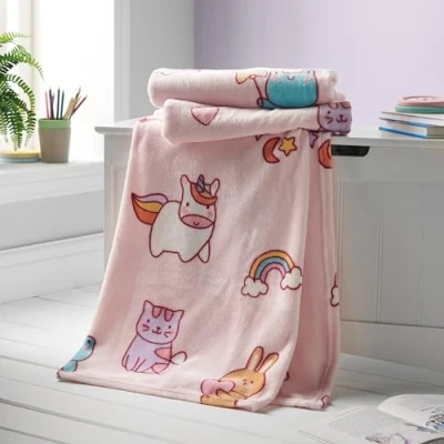 Image of Catherine Lansfield Kids Forever Together Cosy Fleece 130x170cm Blanket Throw Pastel