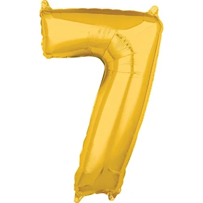Image of Amscan 3891611 Jumbo Number 7 Gold 53&#039;&#039;
