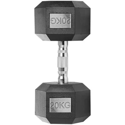 Image of Gallant Hex Weights Dumbbells Set 20kg Rubber Encased Set, Anti Rolling, Dumbbell Sets For Men, Home Fitness Gym Strength Training Weight Lifting Equipment (1 x 20kg)