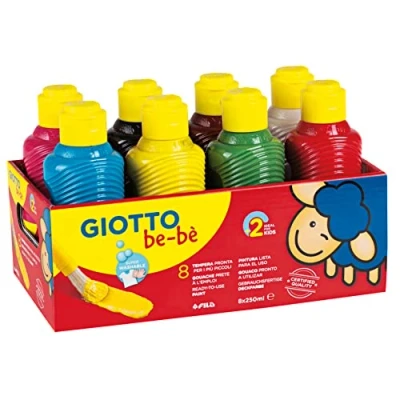 Image of GIOTTO be bè Super Kids Paint Set, 8 x 250ml in Assorted Colours, Washable, Ideal for Children and Schools