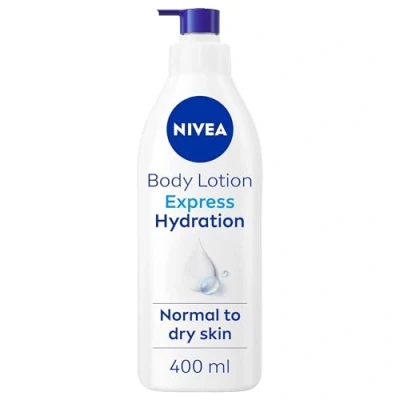 Image of NIVEA Express Hydration Body Lotion (400ml), Fast Absorbing 72H Moisturiser for Dry Skin Made with Deep Moisture Serum and Sea Minerals, Smooth