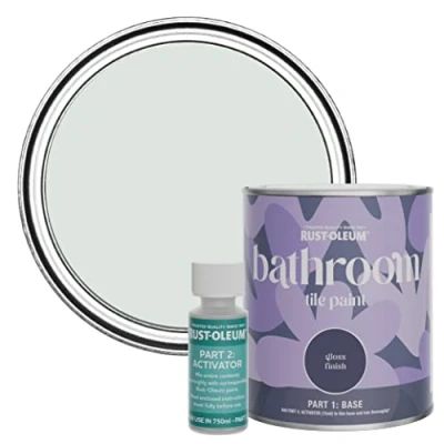Image of Rust Oleum Grey Water Resistant Bathroom Tile Paint in Gloss Finish Library 750ml