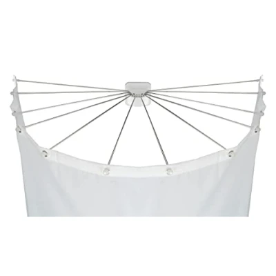 Image of WENKO Shower Screen with Stainless Steel 12 Arms Spider Curtain Holder 96 x 10.5 72 cm White