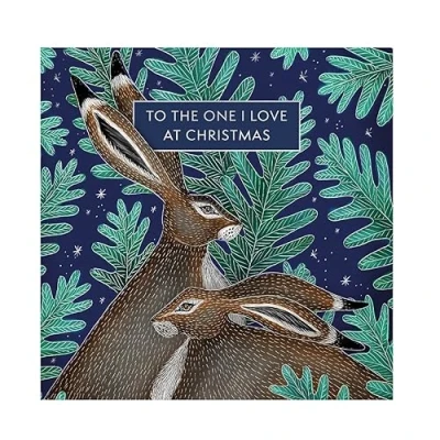 Image of Christmas Card One I Love Hares Luxury Festive Romantic Made in the UK