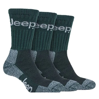 Image of Jeep 3 Pairs Mens Terrain boot socks UK 6 11 EUR 39 45 (Forest Green)