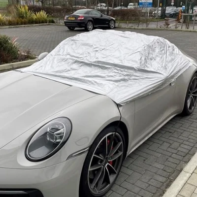 Image of Simply CTC3 Large Water Resistant Car Cover with Elasticated Secure Fit Protection Against Frost, Tree Sap, Dust and More Universal for Vehicles 290cm x 150cm 50cm