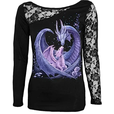 Image of Spiral Maternal Instincts Lace One Shoulder Top Black XL