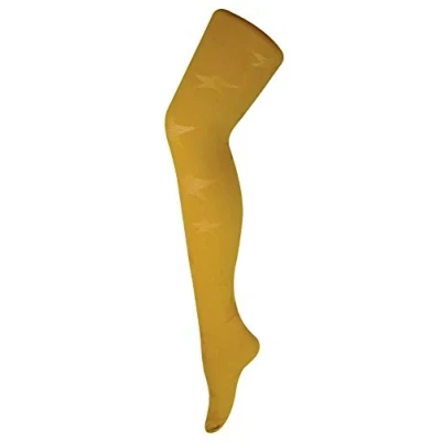 Image of Sock Snob Ladies Thick Coloured 80 Denier Opaque Patterned Winter Fashion Tights (8 14 UK 36&quot;/42&quot;, Star Mustard)