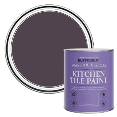 Image of Rust Oleum Purple Water Resistant Kitchen Tile Paint in Gloss Finish Grape Soda 750ml