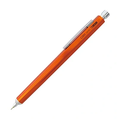 Image of Ohto Aluminium Ballpoint Pen, Needle Point, GS01 S7, 0.7 mm, Soft Black Ink (Orange)