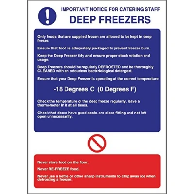 Image of Vogue Deep Freezer Guidelines Sign