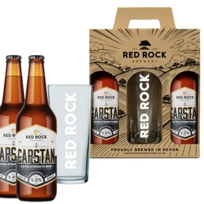 Image of Red Rock Brewery Traditional British Ale Gift Set with Glass 2x 500ml Bottles of English Beer (Capstan 5.8%)