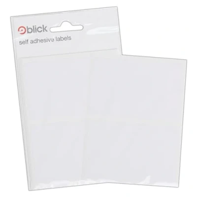 Image of Blick Labels, White, Self Adhesive Stickers, Rectangular, 50mm x 80mm, 14 for Home, Office, Family, School, Letters, Address