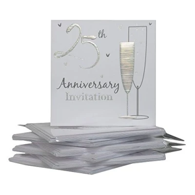 Image of 25th Silver Wedding Anniversary Party Invitations {Holographic} 36 Cards with Envelopes by Simon Elvin