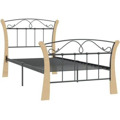Image of vidaXL Bed Frame without Mattress Black Metal 90x200 cm