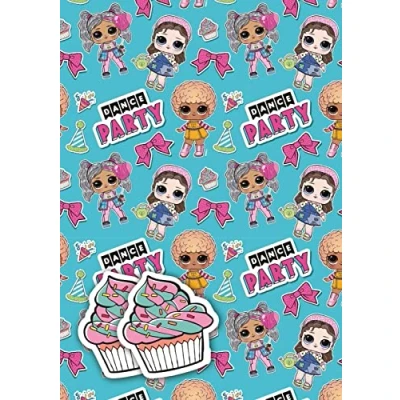 Image of Official LOL Surprise 2 Sheets of Gift Wrap and Tags, Luxury Wrapping Paper,